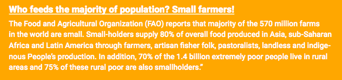 Who feeds the majority of population? Small Farmers!